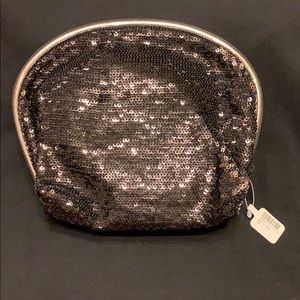 Glittery makeup bag pouch zipper case sequin NWT